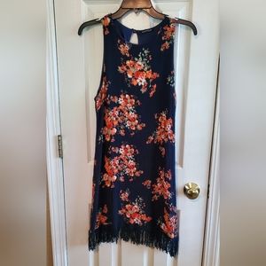 EUC - Jella Couture | Navy Blue Fringe Floral Dress Size 4